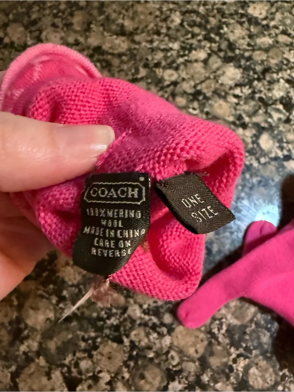 Coach signature print pink wool gloves